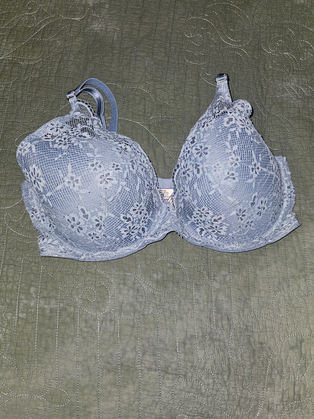 Plunge Lace Underwire Bra in Light Blue